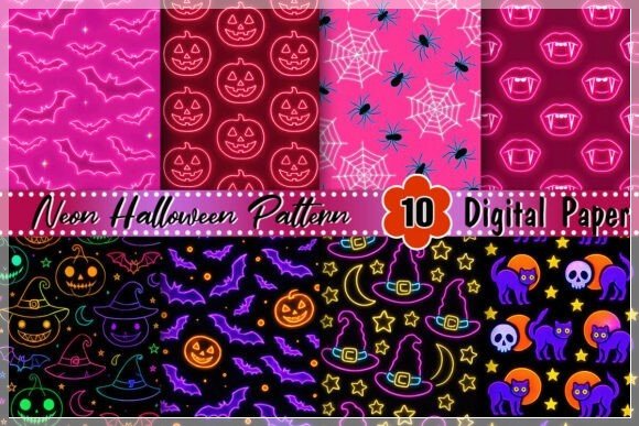 Kit Digital Pink Purple Neon Halloween 7