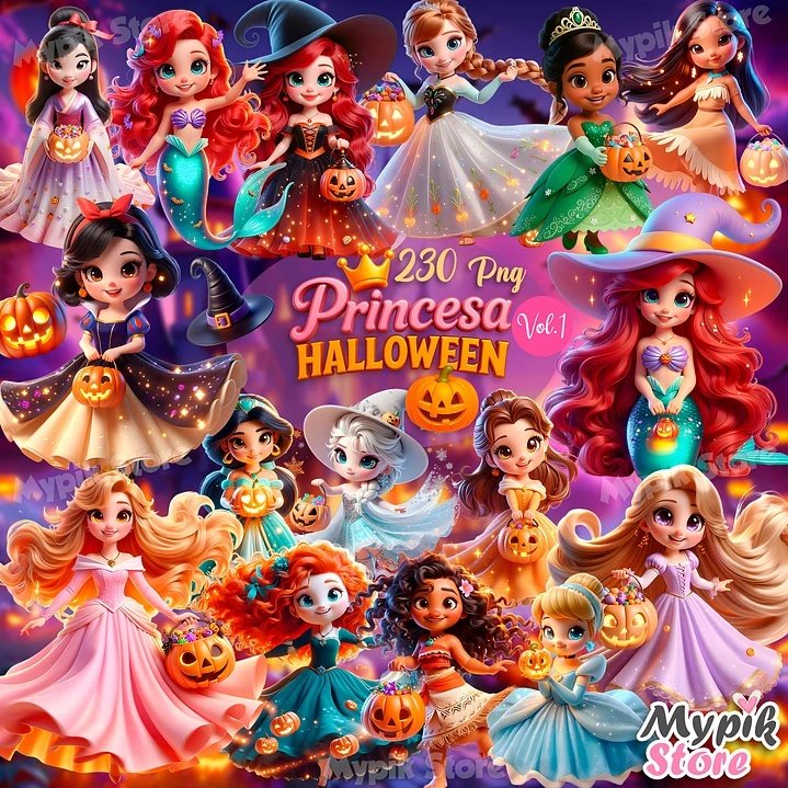 Kit Digital Princesas Disney Halloween Cute 1