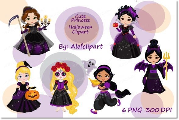 Kit Digital Princesas Disney Halloween 1