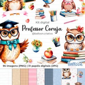 Kit Digital Professor Coruja Balloon Criativo 7