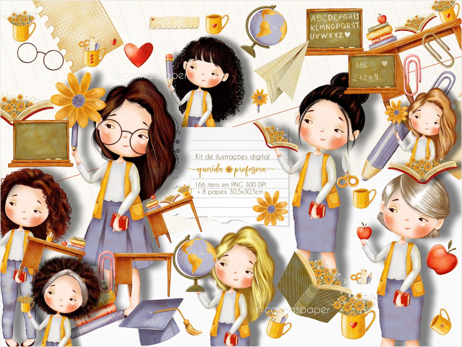 Kit Digital Querida Professora Brancas 8