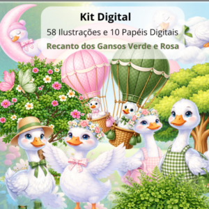 Kit Digital Recanto Do Gansos Verde E Rosa 4