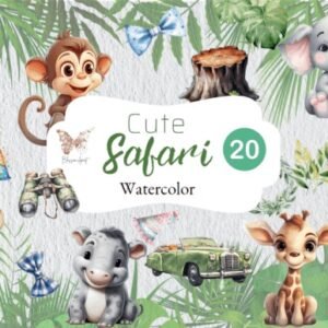 Kit Digital Safari Cute Aquarela 1