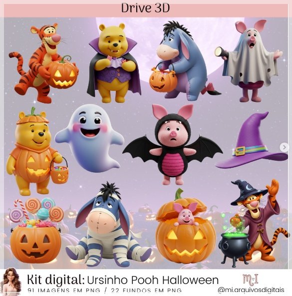 Kit Digital Ursinho Pooh Halloween 17
