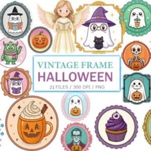 Kit Digital Vintage Halloween Frames Clipart 5