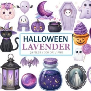Kit Digital Watercolor Lavender Halloween 6