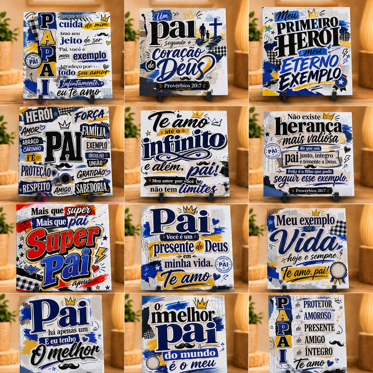 Sublimação Azulejos Dia Dos Pais Sem Fotos