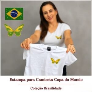 Sublimação Camiseta Borboleta E Bandeira Brasil