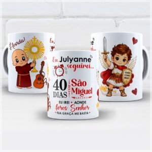 Sublimação Caneca Frei Gilson 40 Dias Com São Miguel Arcanjo
