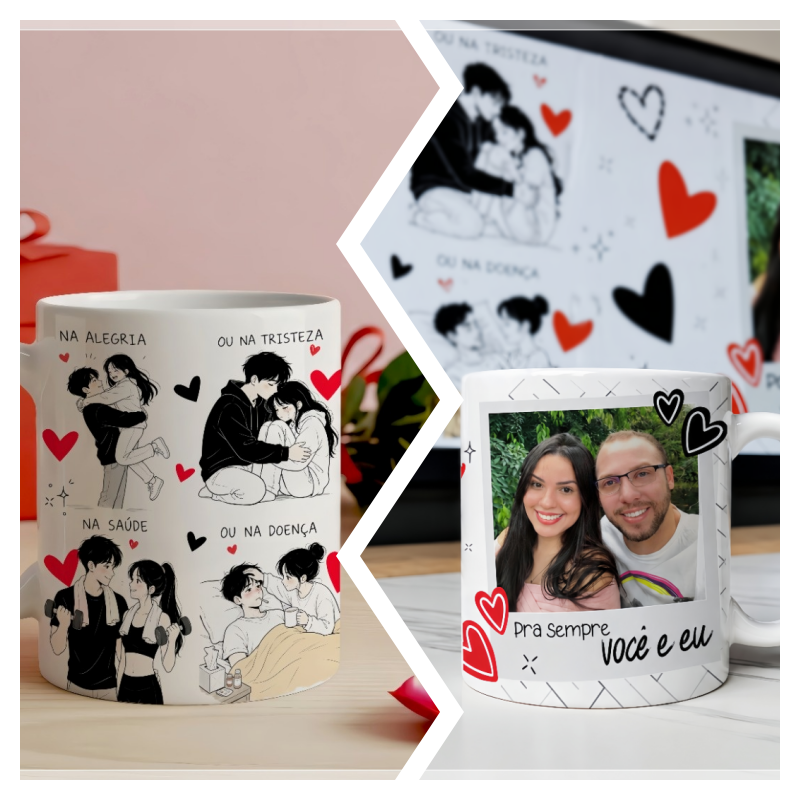 Sublimação Caneca Na Alegria Ou Na Tristeza