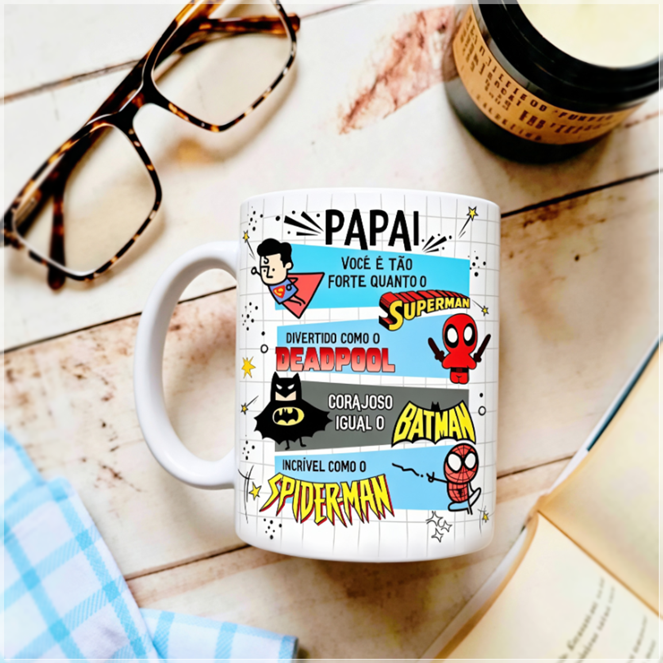 Sublimação Caneca Pai, Meu Super Herói