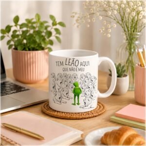Sublimação Caneca Tem Leão Aqui Que Não é Meu