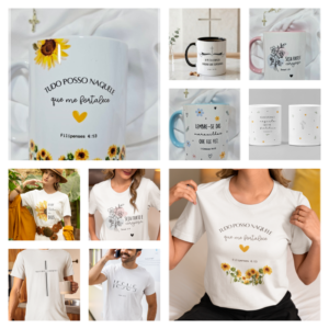 Sublimação Caneca E Camiseta Coleção Fé