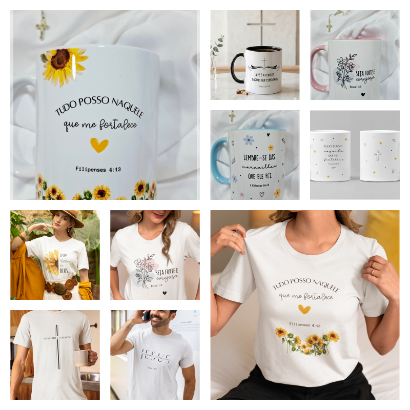 Sublimação Caneca E Camiseta Coleção Fé