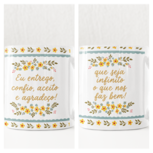 Sublimação Canecas Frases E Flores Amarelas