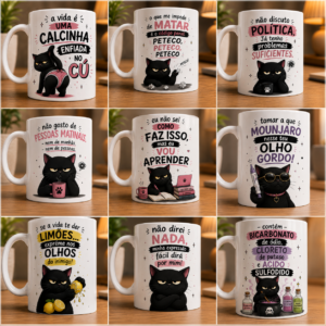 Sublimação Canecas Gato Preto